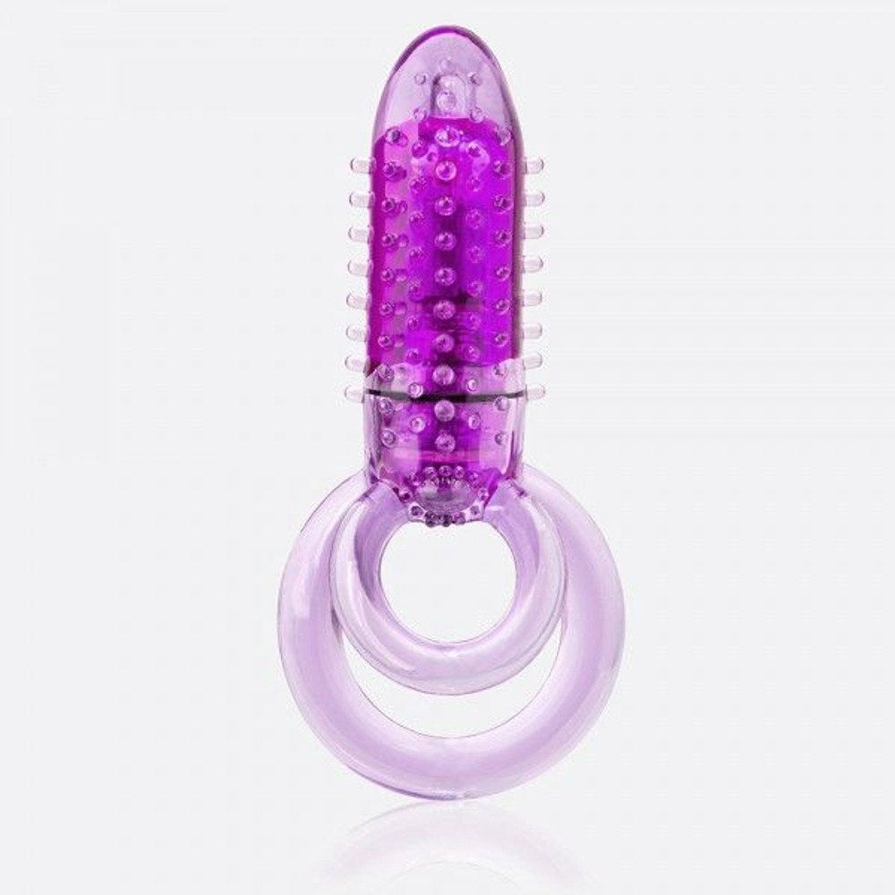 Фиолетовое виброкольцо с подхватом мошонки DOUBLE O 8 PURPLE (Цвет: фиолетовый)