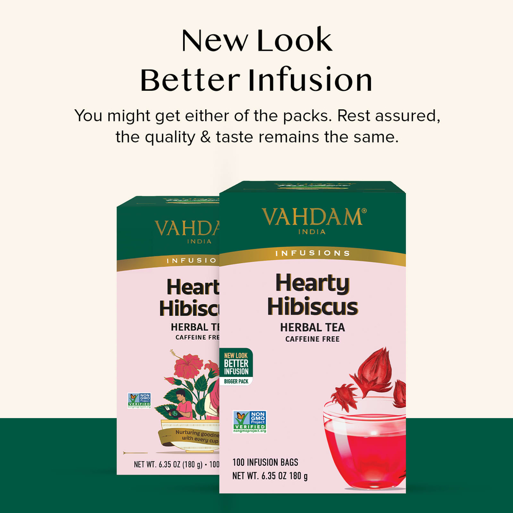VAHDAM India, Infusions, травяной чай, гибискус, без кофеина, 100 пакетиков для заваривания, 180 г (6,35 унции)