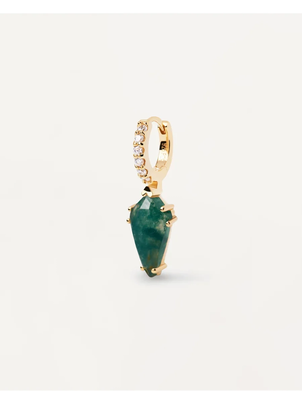 Одиночная серьга Naoki Moss Agate серебро 925 пробы покрытое золотом