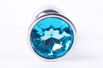Анальная пробка металлическая серебристая с голубым кристаллом Onjoy Metal Plug Silver Medium (Цвет: серебряный с голубым)
