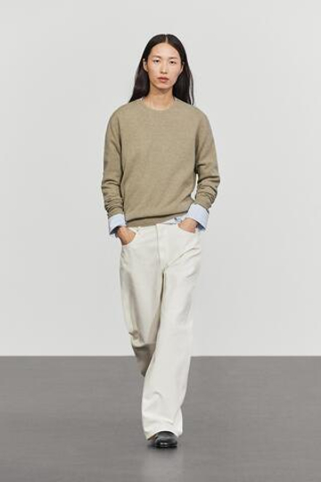 Massimo Dutti Вязаный свитер с круглым вырезом из смесовой шерсти, пестро-бежевый