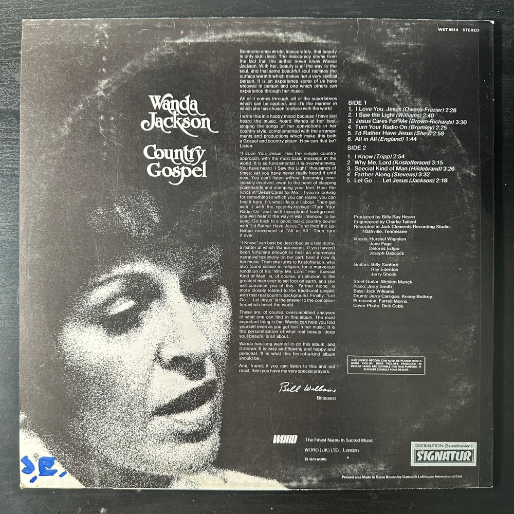Wanda Jackson ‎– Country Gospel (Англия 1973г.)
