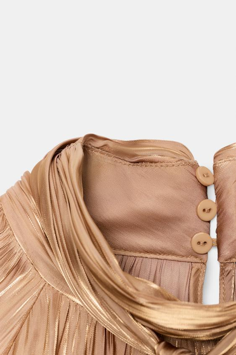 ZARA АТЛАСНАЯ БЛУЗА С БАНТОМ, МЯГКИЙ КАШТАНОВЫЙ
