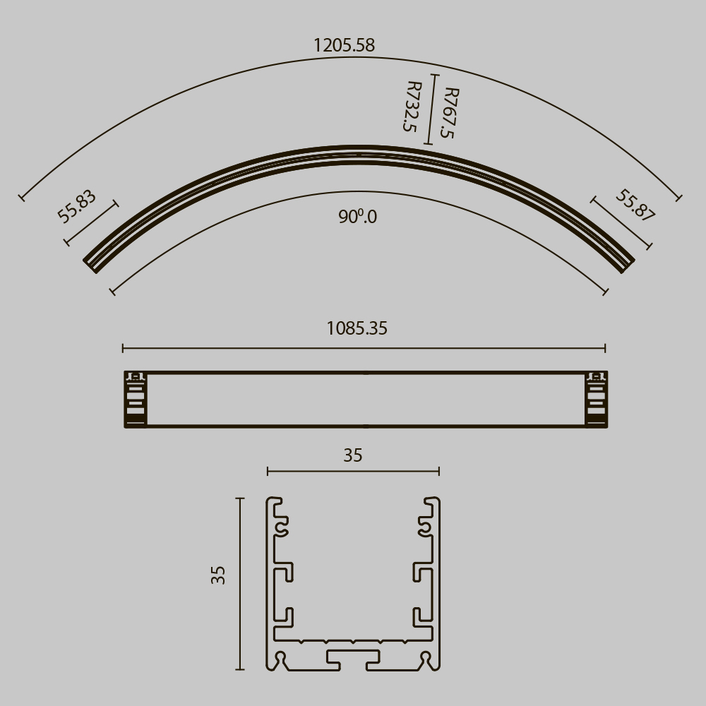 Профиль Led Strip ALM-3535R-B-D-90°-1.5M