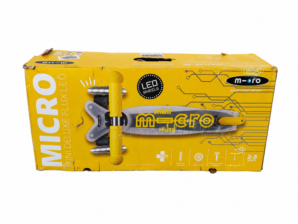 Самокат Mini Micro Deluxe Flux LED неоновый желтый дисконт