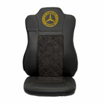Чехлы Mercedes Actros MP4 (экокожа, черный, желтая строчка)