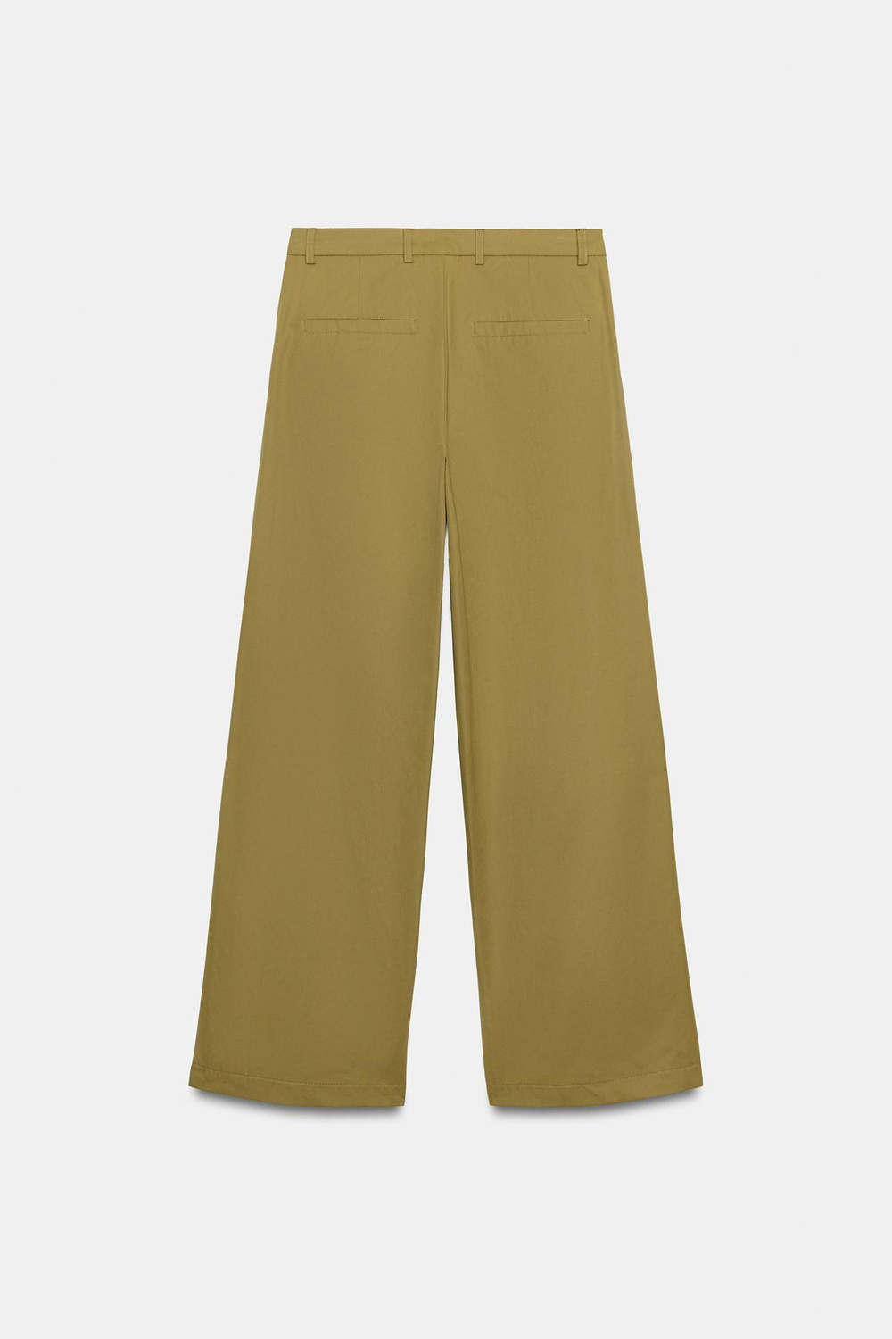ZARA ШИРОКИЕ БРЮКИ С ЗАЩИПАМИ, ОЛИВКОВЫЙ