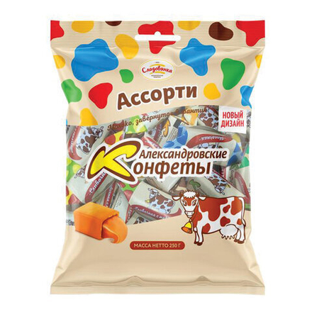 Конфеты сливочные АЛЕКСАНДРОВСКИЕ КОНФЕТЫ "Ассорти", с карамельно-тягучей начинкой, 1000 г