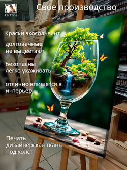 Картина "Водопад в бокале", на стену 50х70см 1шт., на деревянном подрамнике