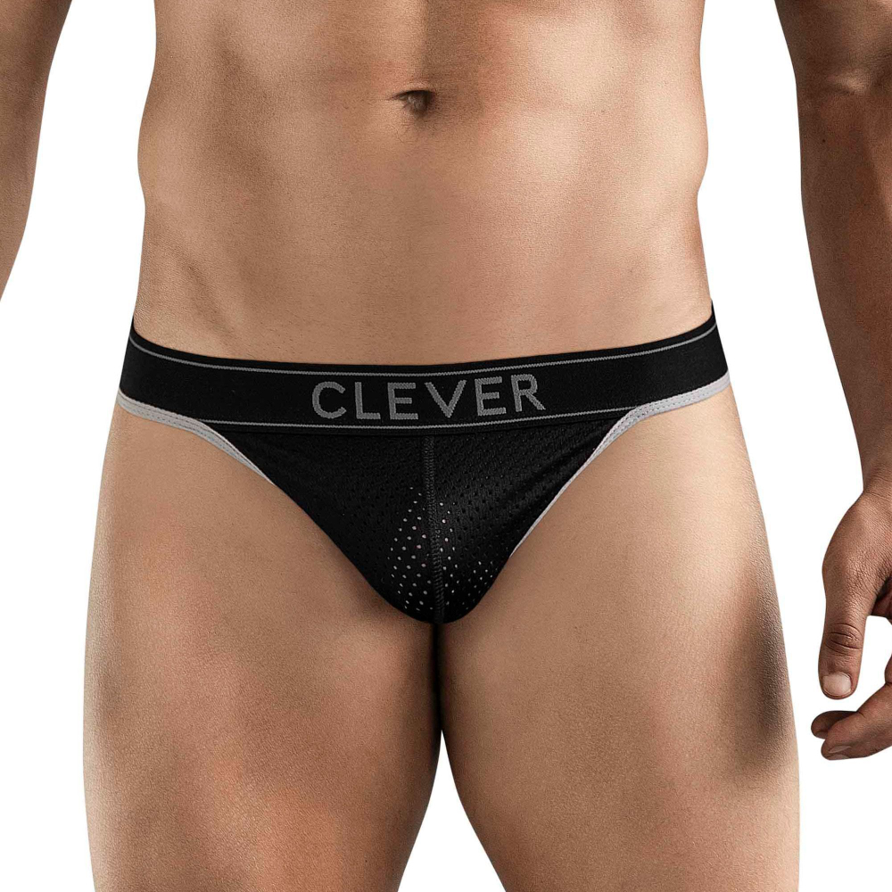Черные перфорированные трусы-тонги Clever Ambar Thong
