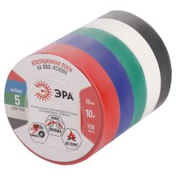 Изолента ЭРА ET1510MIX ПВХ 15мм х 10м 5 цветов | Изолента