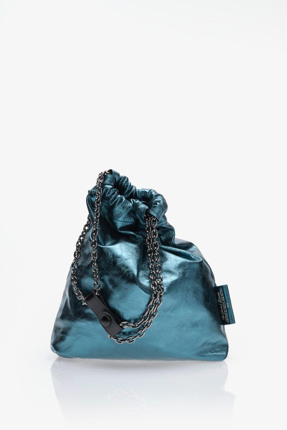 ZARA X JOHN GALLIANO МАЛЕНЬКАЯ КОЖАНАЯ СУМКА TRI-CHIC — LIMITED EDITION, ЗЕЛЕНЫЙ