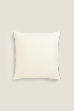 ZARA HOME ЧЕХОЛ НА ПОДУШКУ С КОНТРАСТНОЙ ОКАНТОВКОЙ, ЖЕЛТОВАТО-БЕЛЫЙ