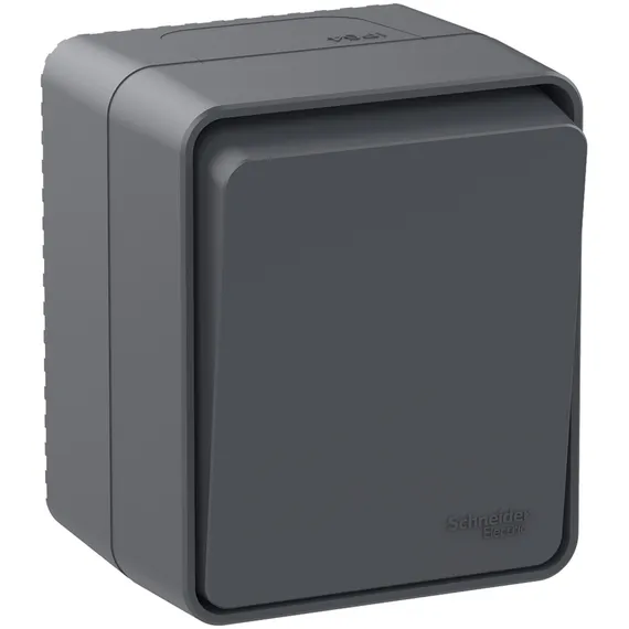 Переключатель проходной одноклавишный IP54 Systeme Electric AtlasDesign Profi54 Антрацит ATN544061
