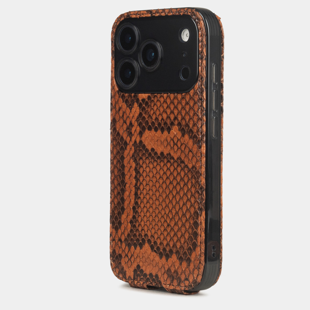 Чехол для iPhone 17 Pro - кожа питона, коньяк