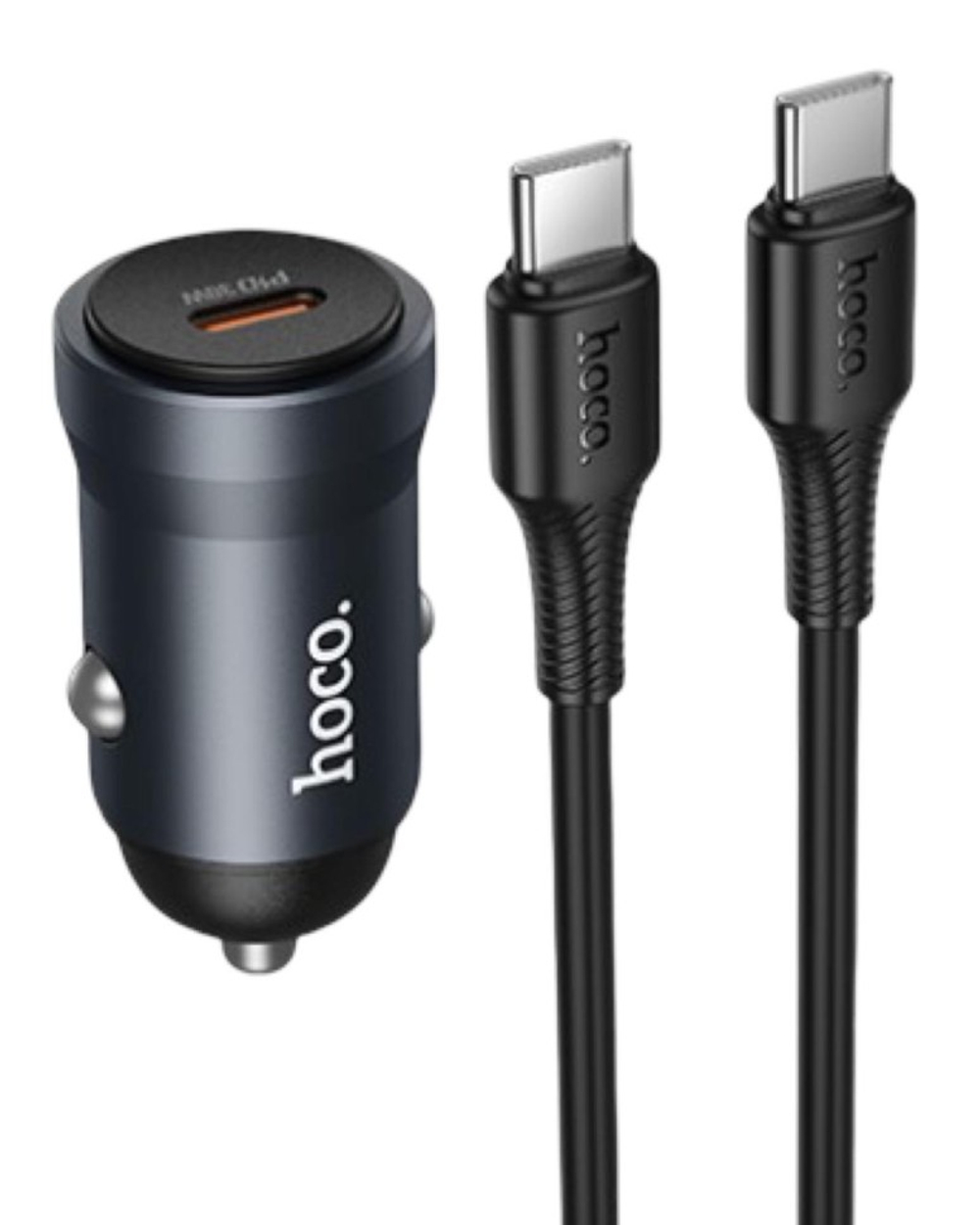 Автомобильное заряд. устр. Hoco Z62A с шнуром Type-C на Type-C 1C 30W темно-серое