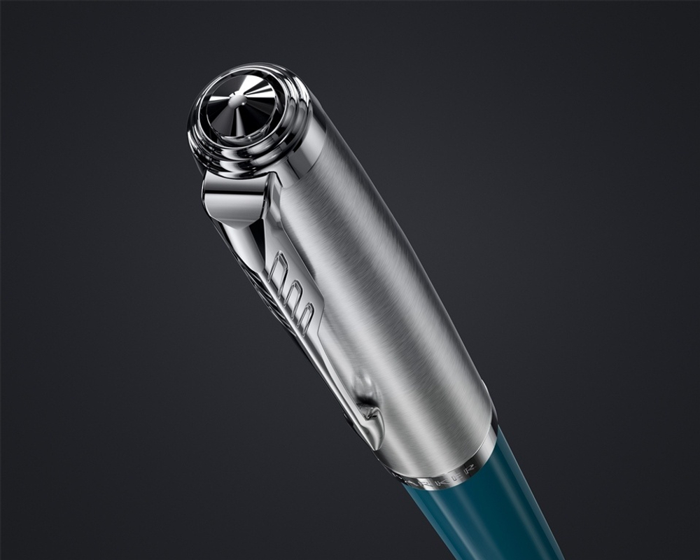 Перьевая ручка Parker 51 CORE TEAL BLUE CT, перо: F, цвет чернил: black/blue, в подарочной упаковке.