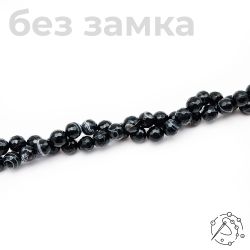 Нить бусин из агата черного с огранкой 8 мм