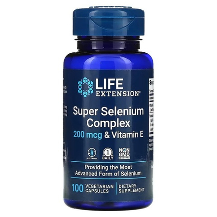 Life Extension, суперкомплекс селена с витамином E, 200 мкг, 100 вегетарианских капсул