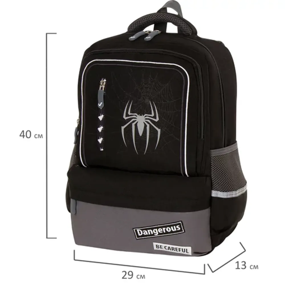 Рюкзак BRAUBERG STAR, "Spider", черный, 40х29х13 см, 229978