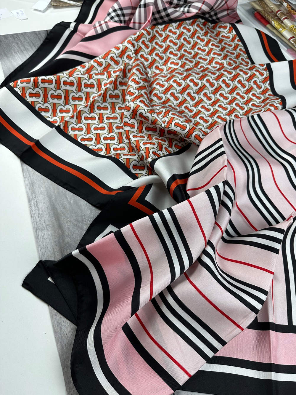 Шёлковый шарф Burberry, 210х70см, Розовый классика клетка/паттерн, подшит, с бирками и пакетом
