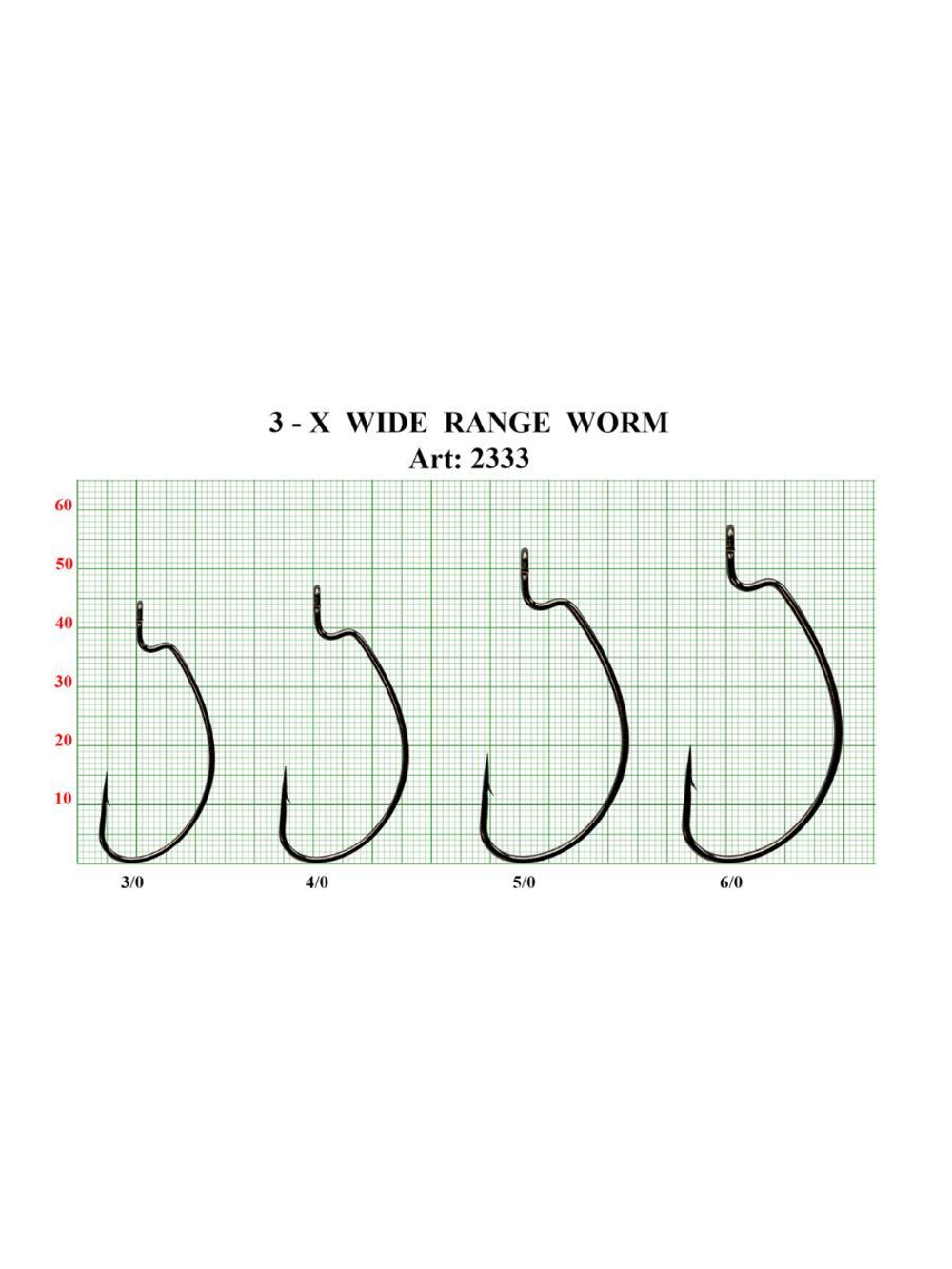 Крючок рыболовный (офсет) 3-X WIDE RANGE WORM 2333 №3/0