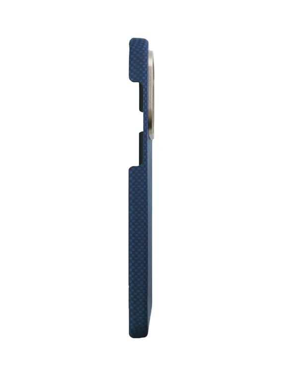 Карбоновый чехол для Oneplus 15 с MagSafe синий (Blue) шахматное плетение