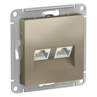 ATLASDESIGN РОЗЕТКА двойная компьютерная RJ45+RJ45 кат. 5e, механизм, ШАМПАНЬ