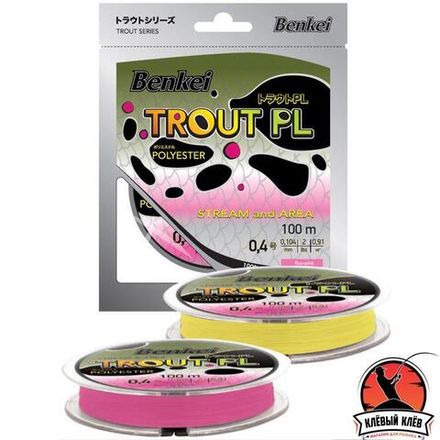 Полиэстер Benkei Trout PL 100m желтый fluo #04 (0,104mm), 0,91kg
