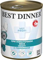 Консервы Бест Диннер Эксклюзив Vet Profi Obesity Обесити диета для взрослых собак снижение и контроль избыточной массы тела с говядиной 340 г