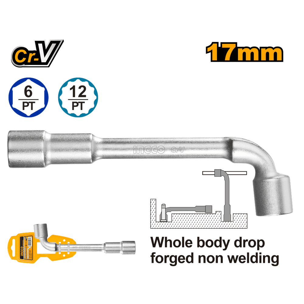 Ключ торцевой изогнутый INGCO HWL1708 INDUSTRIAL 17 мм Ключ торцевой изогнутый INGCO HWL1708 INDUSTRIAL 17 мм