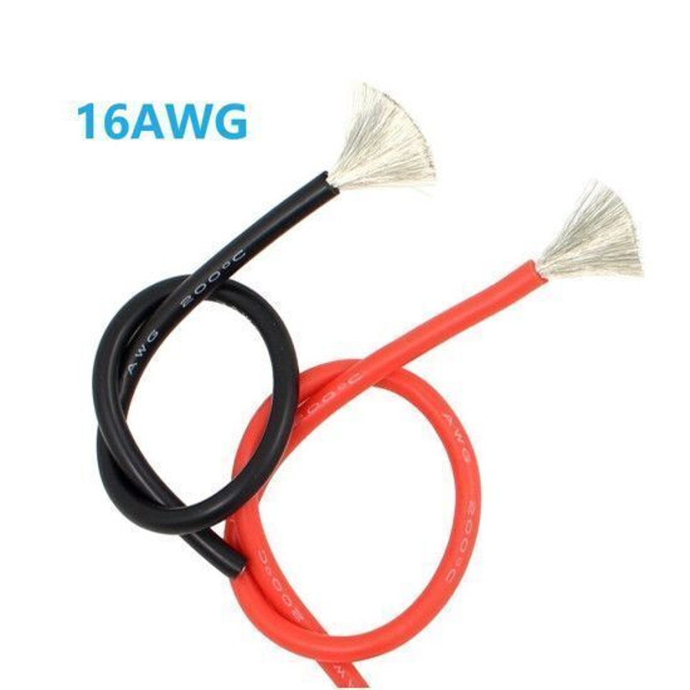 Силиконовый медный провод 16 AWG ( красный + черный по 1 метру )