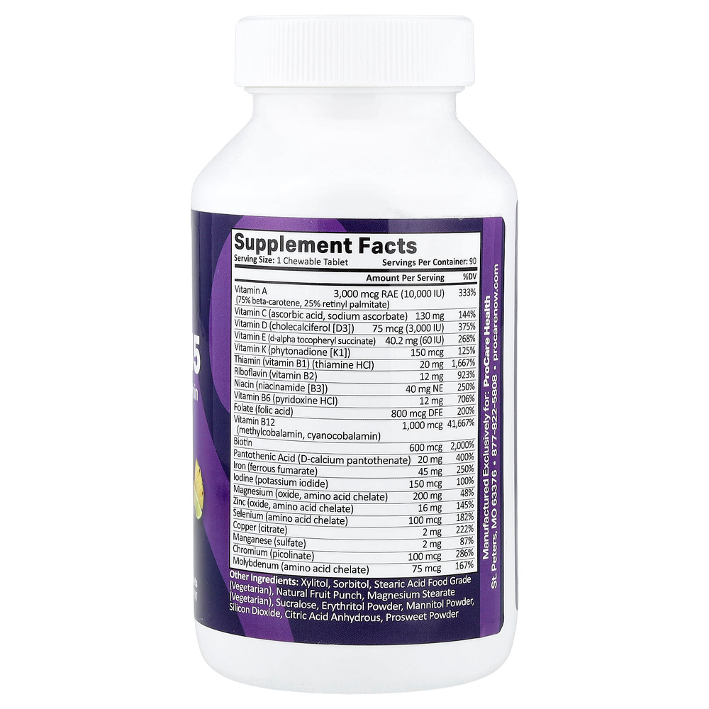 ProCare Health, Core-45, бариатрические мультивитамины, фруктовый пунш, 90 жевательных таблеток