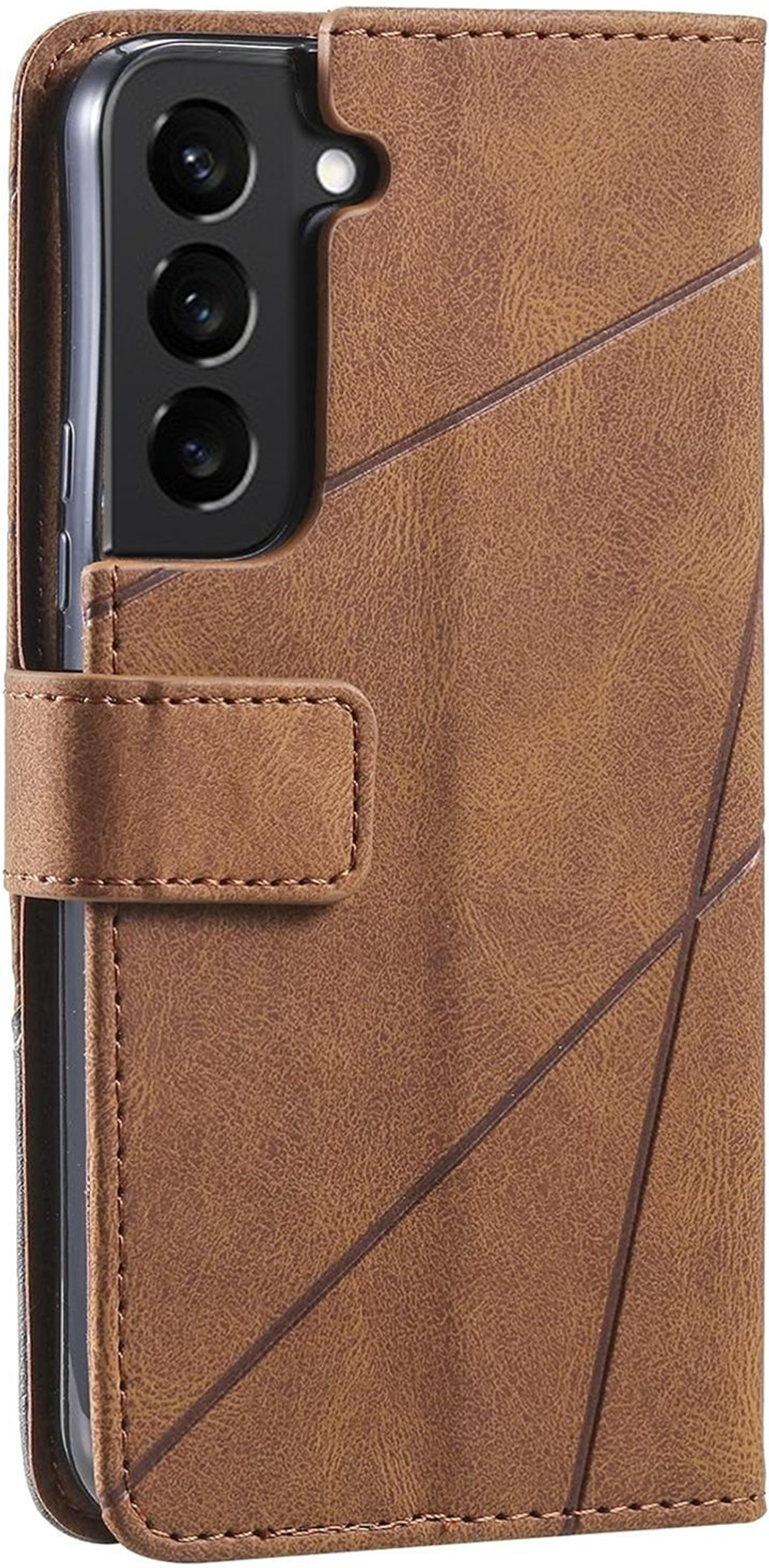 Дизайнерский чехол-книжка из кожи для SAMSUNG GALAXY S22 с отделом для наличных, 3 слотами для карт и подставкой