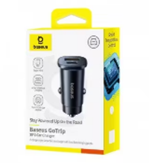 Автомобильное заряд. устр. Baseus GoTrip 1USB/1C 30W (C00072300123-00) черное