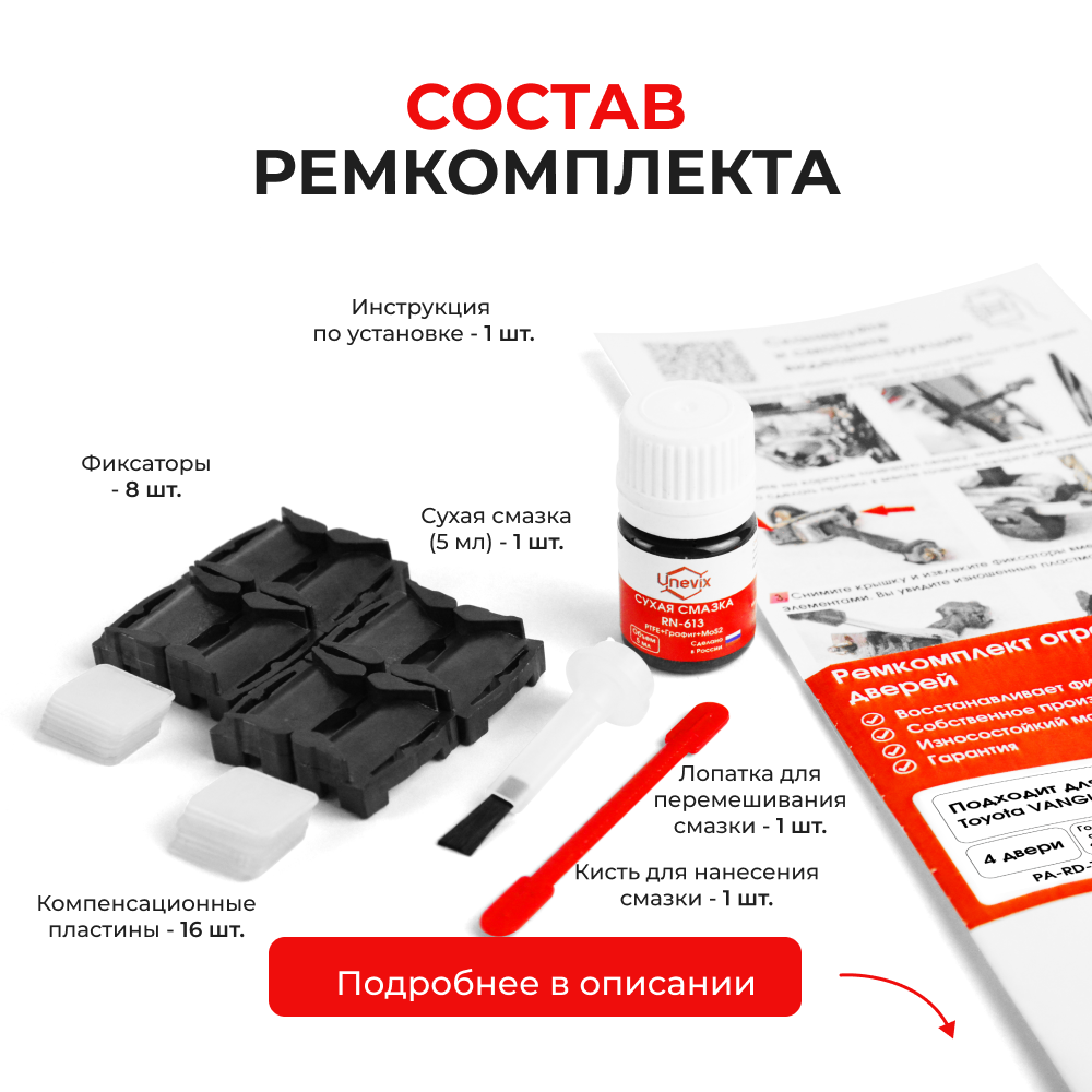 Ремкомплект ограничителей дверей Toyota VANGUARD 3# (4 двери, тип 1) 2007-2017