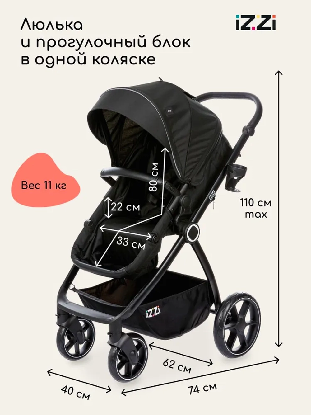 Коляска-трансформер IZZI 3 в 1