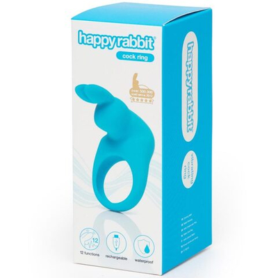 Голубое эрекционное виброкольцо Happy Rabbit Rechargeable Rabbit Cock Ring (Цвет: голубой)