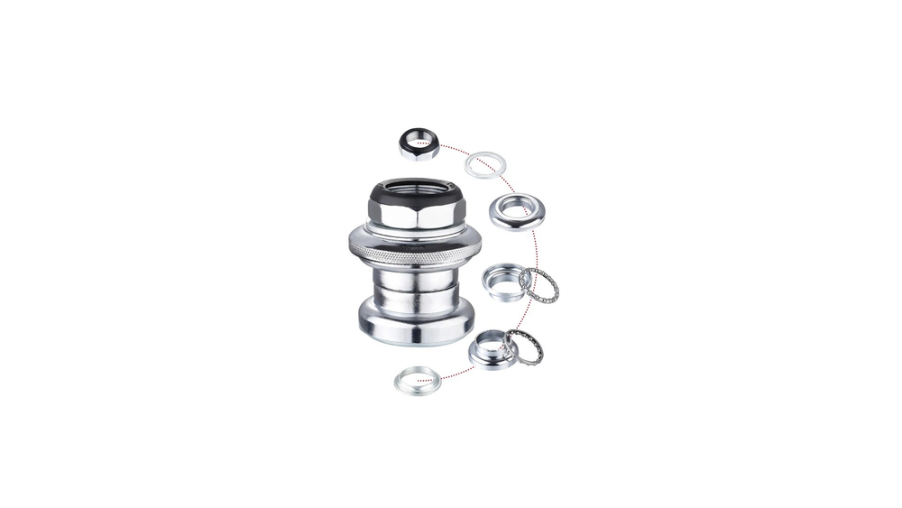 Рулевая колонка MIXIEER, 1", резьбовая, EC 30/25.4-24T  EC 30/27, подшипники 5/32"x16- 2шт, высота 35мм, серебристая
