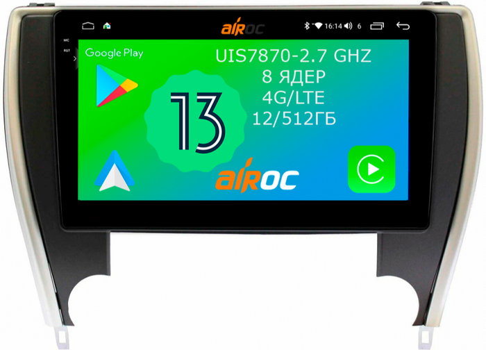 Магнитола для Toyota Camry 2014-2018 (USA) - Airoc 2K AU-1117U Android 13, Быстрейшая, SIM-слот