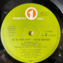 Винтажная виниловая пластинка Lucio Battisti Io Tu Noi Tutti (Germany 1977)