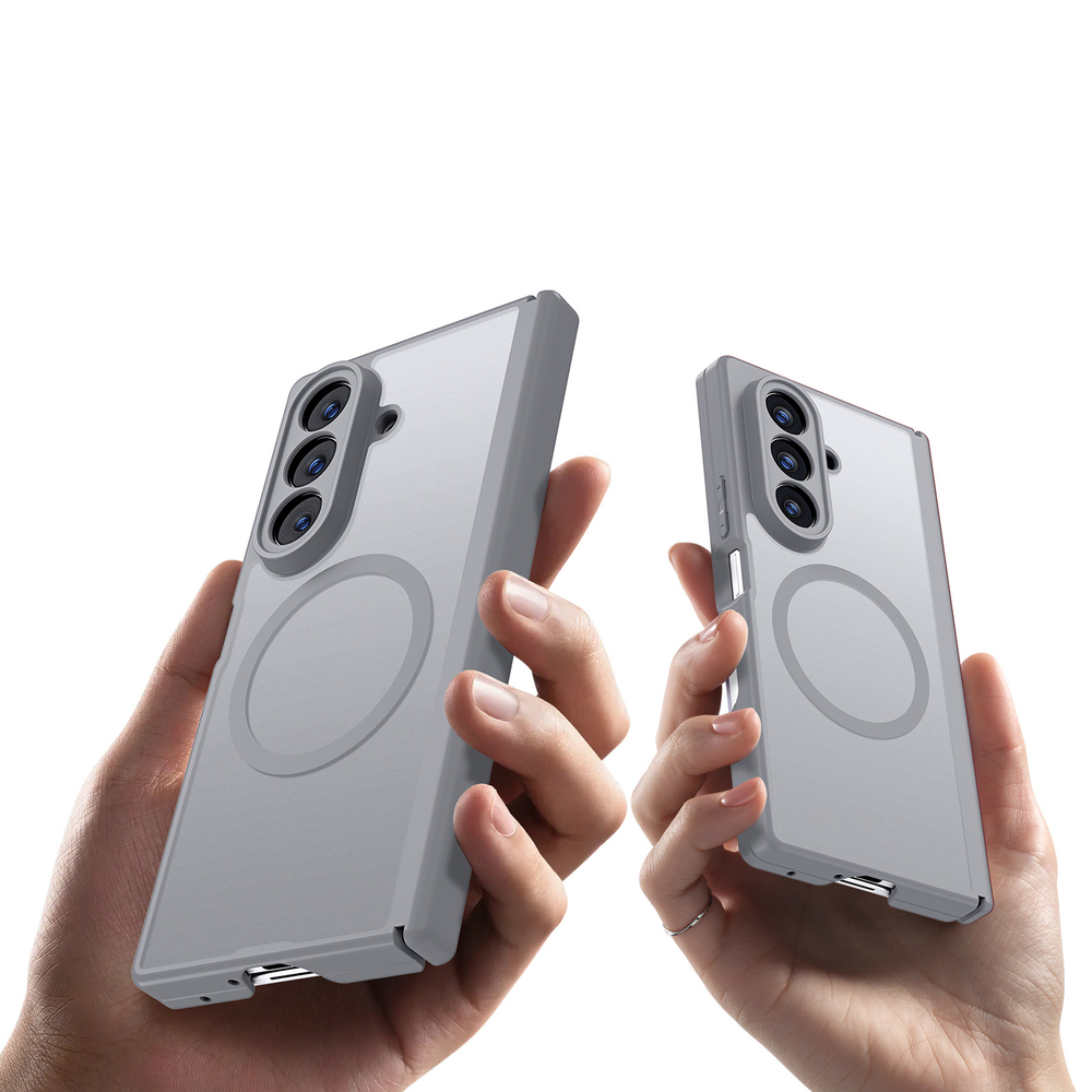 Усиленный чехол серого цвета с MagSafe для Samsung Galaxy Z Fold 7, серия Expn Series Magnetic от Dux Ducis