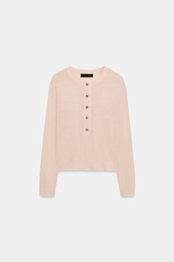 ZARA СВИТЕР НА ПУГОВИЦАХ, ЦВЕТ РОЗОВОГО МЕЛА