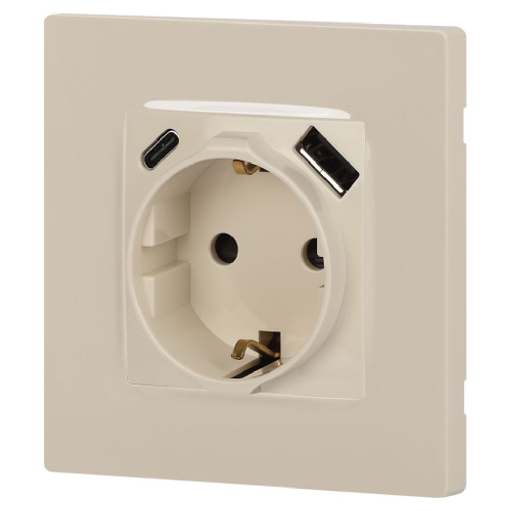 Розетка ЭРА Серия 12 12-4108-02 2P+E 16A-250В со шторками с USB type-A+C 5В-3А слоновая кость | Эра 12