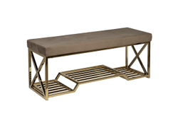 Банкетка велюровая 120x40x47см Garda Decor серо-бежевый золото