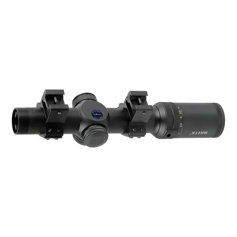 Прицел оптический BRITE LPVO 1-4X24 IR - вид сверху с установленными кольцами крепления