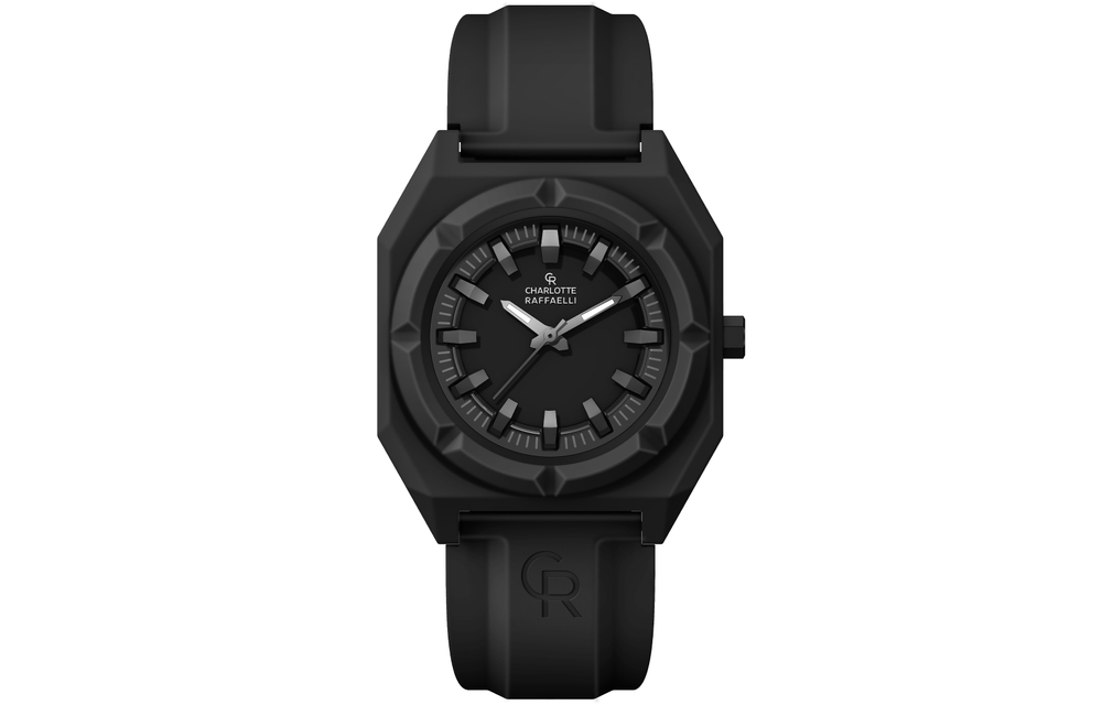 CHARLOTTE RAFFAELLI· Octagonal Collection Little Pumpkin Black Warrior Wrist Watch Quartz Movement 40MM Black Dial