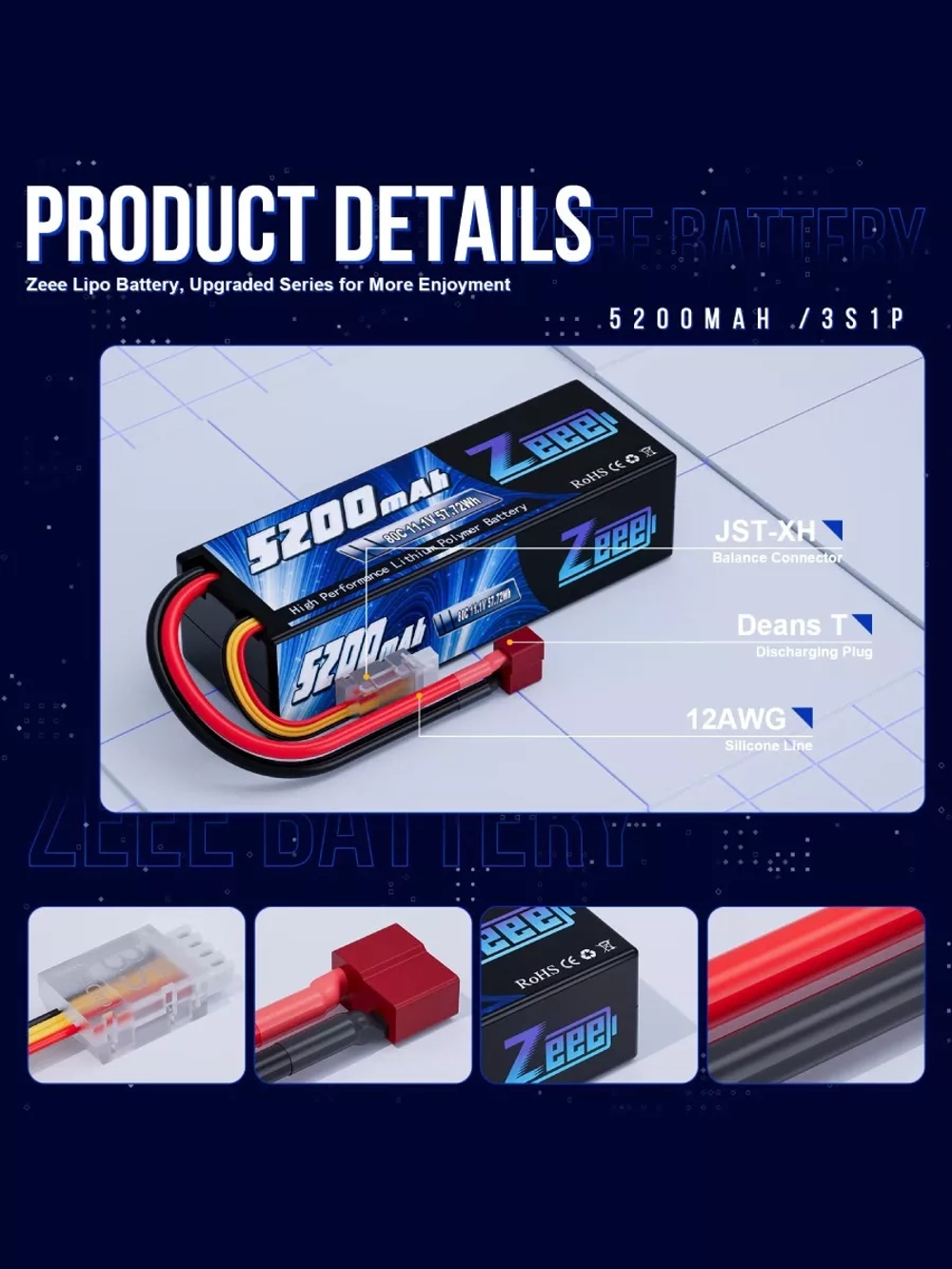 Аккумулятор для радиоуправляемой машинки Li-Po 11.1V 5200mAh