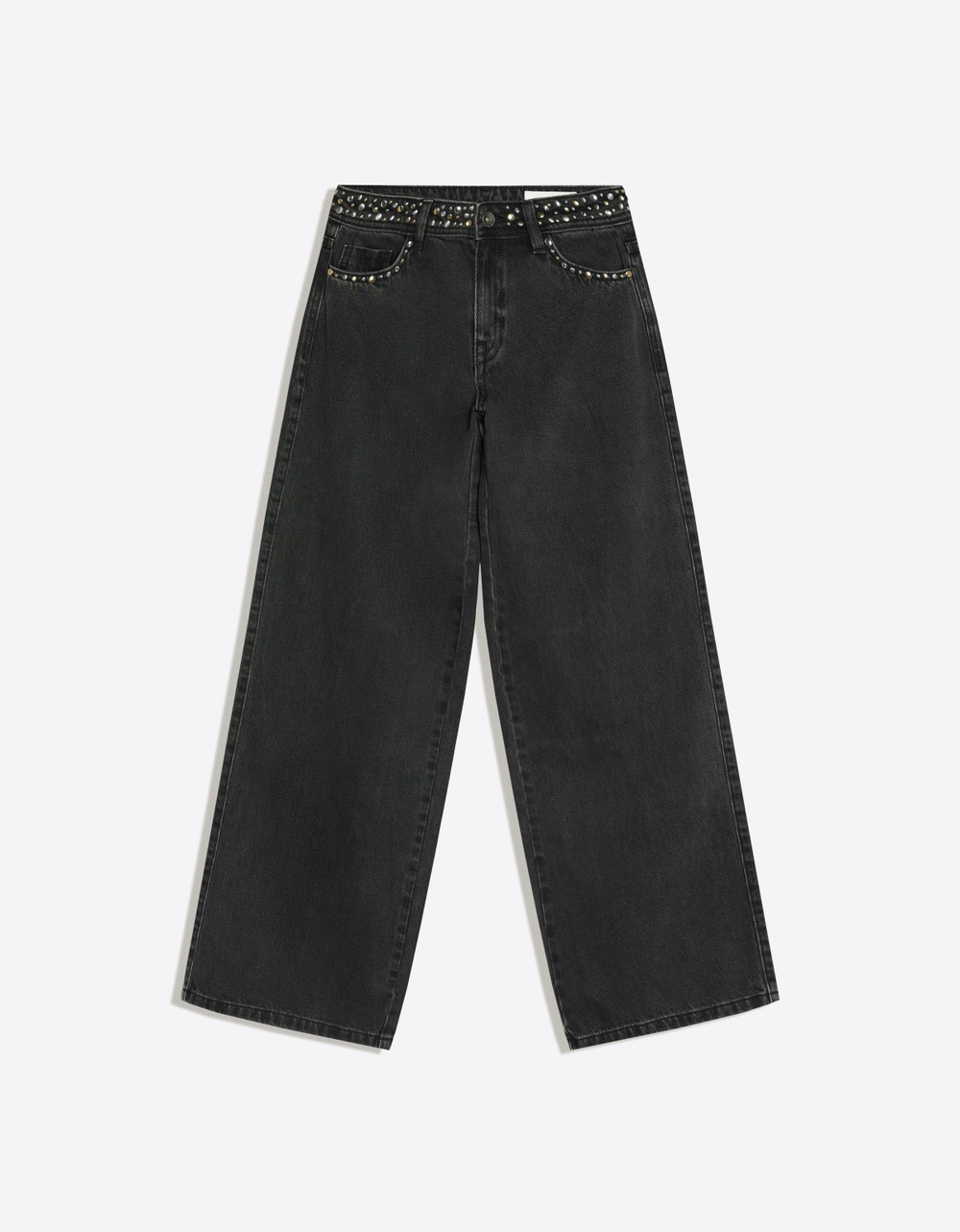 Женские брюки прямого кроя с заклепками - BERSHKA