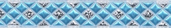 Лента (тесьма) жаккардовая 12.0 мм / 10±0.5 метров, синий/серебро, Gamma TRJ-62